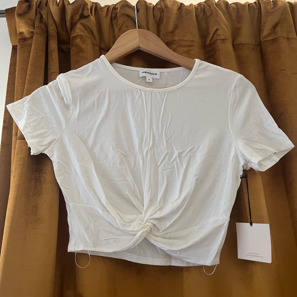 White Twist Front Crop Top